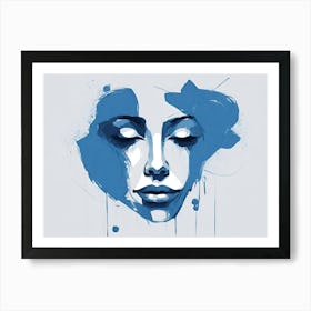 Blue Woman'S Face Art Print