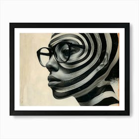 Typographic Illusions in Surreal Frames: Black And White Painting Art Print