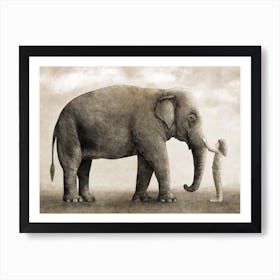 One Amazing Elephant Sepia Art Print