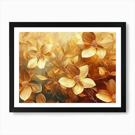 Golden Floral Art Print