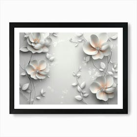 White Flowers On A White Background Art Print