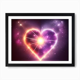 A Colorful Glowing Heart On A Dark Background Horizontal Composition 57 Art Print