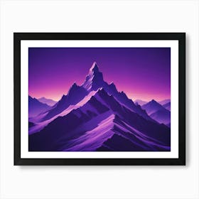 Purple Silhouette Of A Mountain Peak Under A Gradient Purple And Pink Night Sky Art Print