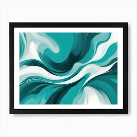 Abstract Swirling Green And White Marble Background 1 Art Print