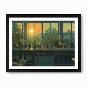 Sunset in Kitchen Art Print