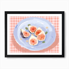 A Plate Of Figs, Top View Food Illustration, Landscape 3 Art Print