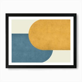 Halfmoon Colorblock - Mid-century Modern Abstract Minimalist Blue Navy 1 Art Print