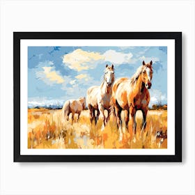 Horses Painting In Wyoming, Usa, Landscape 2 Art Print