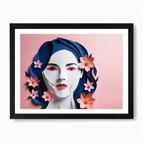 Paper cut - Woman With Flowers Art Print