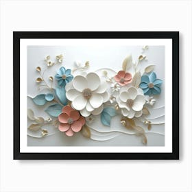 3d Flowers White Background 2 Art Print