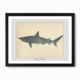 Mako Shark Grey Silhouette 5 Poster Art Print