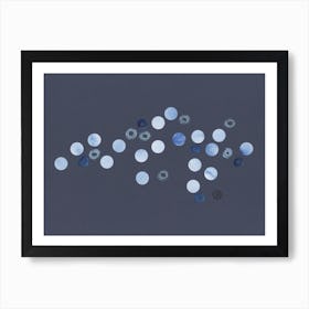 blue abstract dot dots circles geometric shapes Art Print