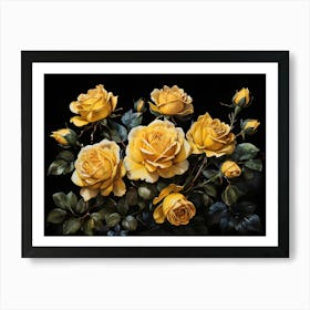 Default A Stunning Watercolor Painting Of Vibrant Yellow Roses 3 (1) Art Print