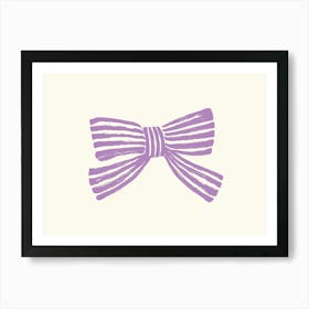 Blue Stripe Bow Ribbon - Violet Purple Art Print