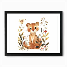 Little Floral Cougar 2 Art Print