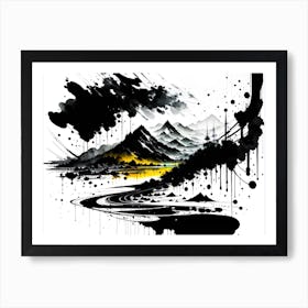 Mountains In Black And White 1 Art Print