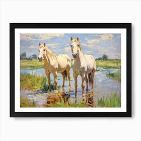 Horses Painting In Loire Valley, France, Landscape 3 Art Print