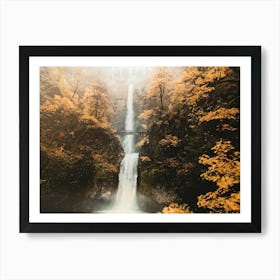 Multanomah Falls Autumn Waterfall Art Print