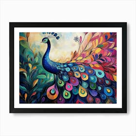 Colorful Peacock 2 Art Print