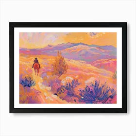 Cowboy Painting Sierra Nevada Mountains 5 Art Print