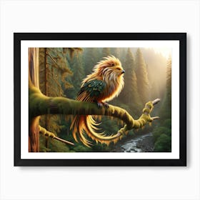 Lion-Bird on Branch Fantasy Art Print