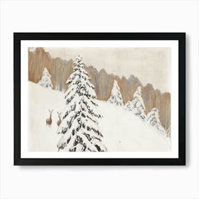 Vintage Winter Tree Art Print