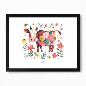 Little Floral Cow 4 Poster Art Print
