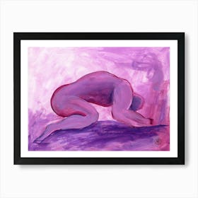 Male Nude Purple 3 - man homoerotic adult mature gay art mauve hand painted figure Art Print