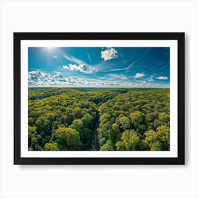 Aerial View Capturing The Vibrant Canvas Of A Lush Green Forest In Springtime Canopy Of Dense Reju (5) Art Print