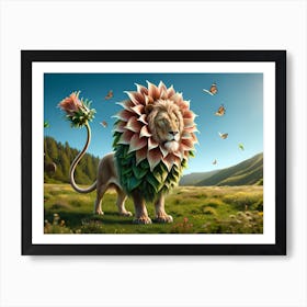 Lion-Flower Fantasy Art Print