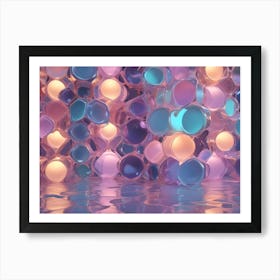 Abstract 3d Background Of Colorful, Transparent Bubbles, Spheres Art Print