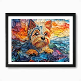 Yorkshire Terrier Paper Quilling Dog Portrait Art Print