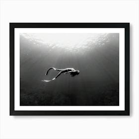 Graceful Woman Snorkeling In Ocean Art Print