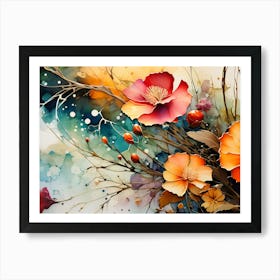 Watercolor Of Flowers 3 Art Print