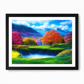 Waterfall In The Mountains 3 Art Print