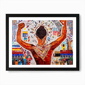 An Abstract Painting Capturing Various Shades Of Human Skin Tones In A Celebratory Mosaic Entwined (1) Art Print