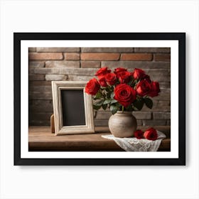 Red Roses In A Vase 3 Art Print