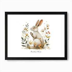 Little Floral Arctic Hare 5 Poster Art Print