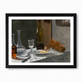 Still Life With Bottle, Carafe, Bread, And Wine , Claude Monet Art Print