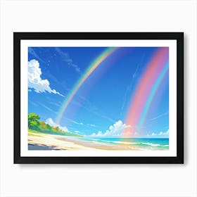 Rainbow Over The Beach Art Print