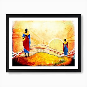 Tribal African Art Illustration In Painting Style 050 Art Print