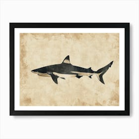 Blacktip Reef Shark Silhouette 3 Art Print