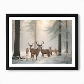 Deer In The Woods Paintings Art Print 2 Art Print