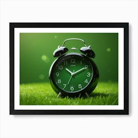 Alarm Clock On Grass Art Print
