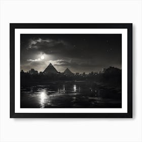 Black And White Photograph Of Cairo Egypt Nile River 1 Art Print