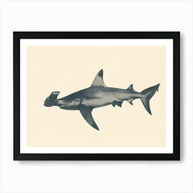 Hammerhead Shark Grey Silhouette 3 Art Print