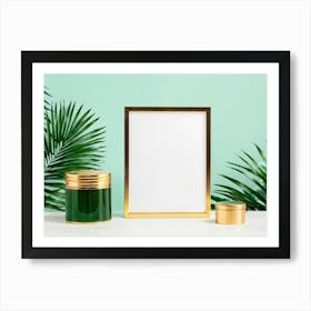 Square Composition Framed By A Modern Minimalist Jungle Inspired Decor Featuring A Graphic Style (2) Art Print