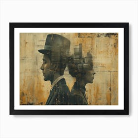 Temporal Resonances: A Conceptual Art Collection. Man And A Woman Art Print