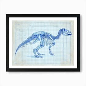 Allosaurus Skeleton Hand Drawn Blueprint 2 Art Print