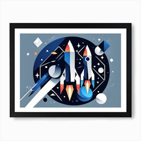 Space Rocket Nursery Art Print by Piccalilli Prints - Fy